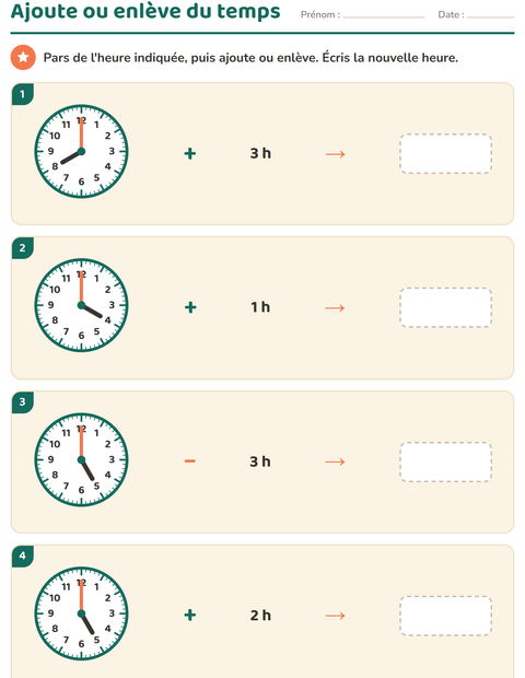 Aperçu de la fiche Lire l'heure pour CE2 (cours élémentaire 2)