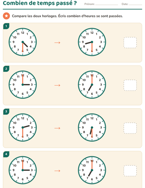 Aperçu de la fiche Lire l'heure pour CE2 (cours élémentaire 2)