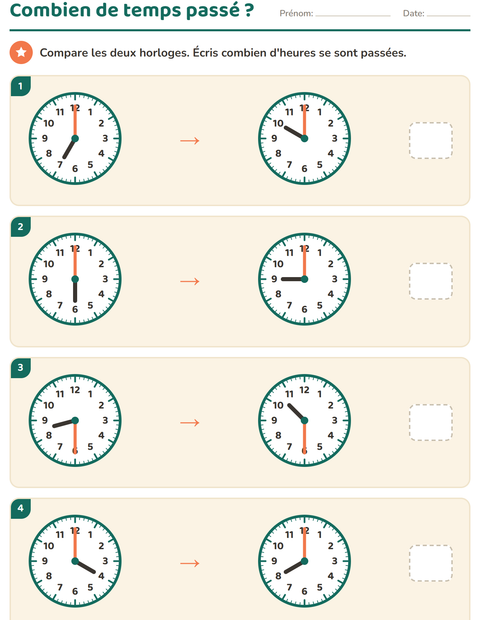 Lire l'heure au CE2 : à la minute près, durées et 24 h — 3
