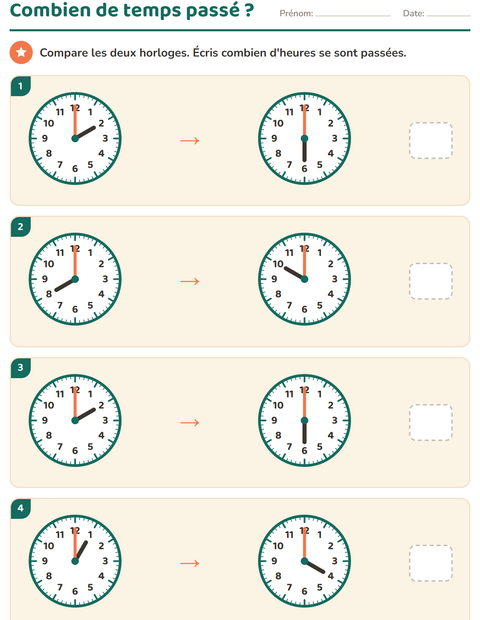 Lire l'heure au CE2 : à la minute près, durées et 24 h — 5