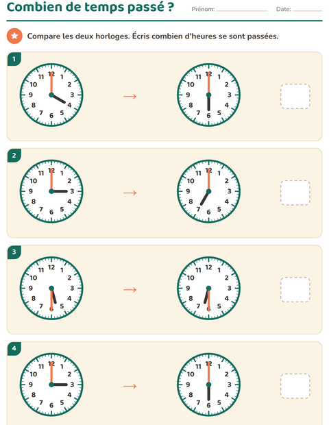 Aperçu de la fiche Lire l'heure pour CE2 (cours élémentaire 2)