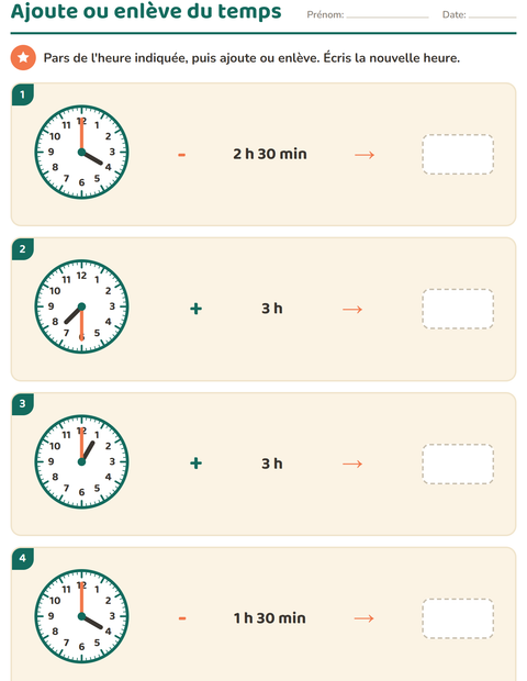 Aperçu de la fiche Lire l'heure pour CE2 (cours élémentaire 2)