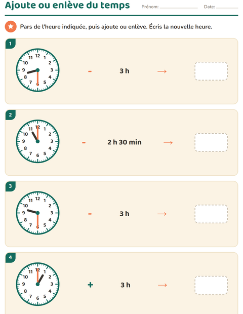 Aperçu de la fiche Lire l'heure pour CE2 (cours élémentaire 2)