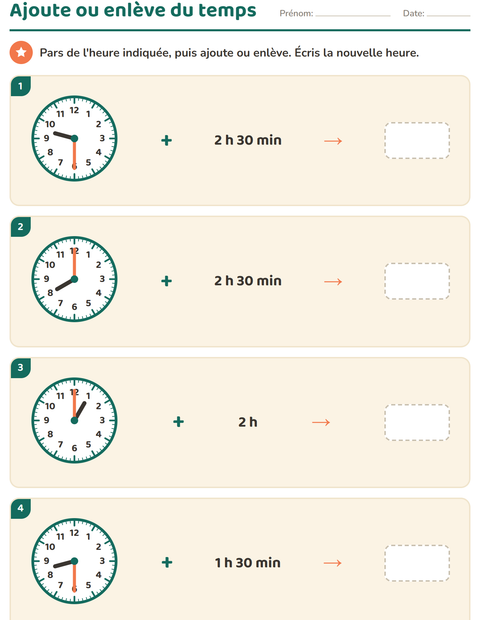 Aperçu de la fiche Lire l'heure pour CE2 (cours élémentaire 2)