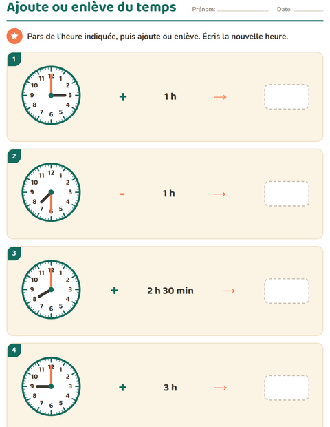 Aperçu de la fiche Lire l'heure pour CE2 (cours élémentaire 2)
