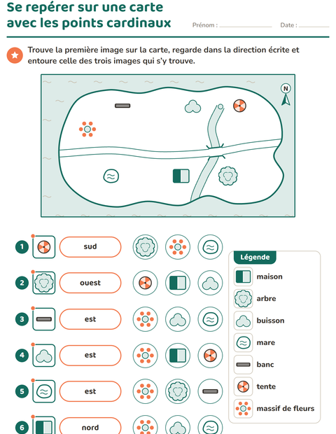 Aperçu de la fiche Lire une carte pour CE1 (cours élémentaire 1)