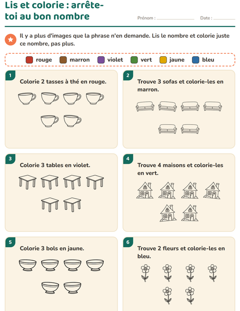 Aperçu de la fiche Lis et colorie avec Maison et Nature NB pour CP (cours préparatoire)
