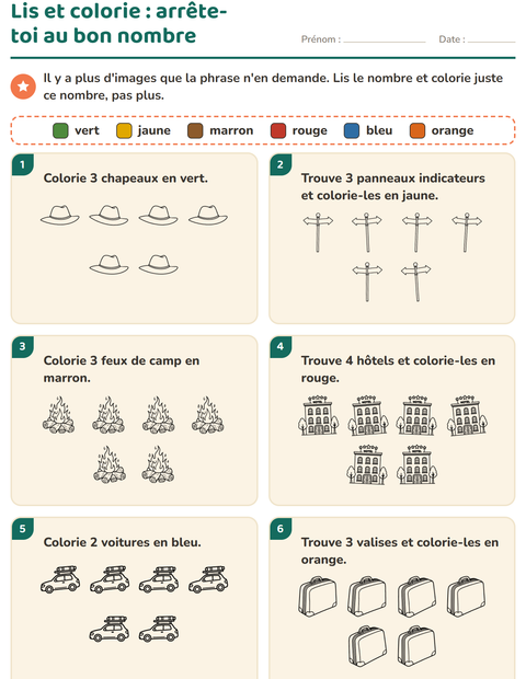 Aperçu de la fiche Lis et colorie avec Voyages et Vacances NB pour CP (cours préparatoire)