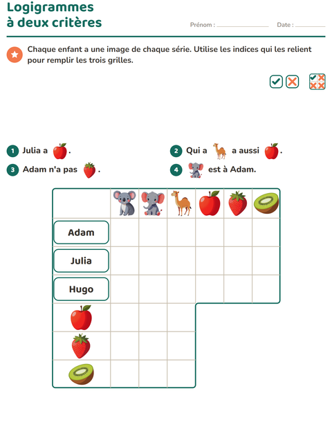Aperçu de la fiche Logigrammes avec Animaux du zoo pour CE2 (cours élémentaire 2)