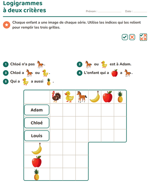 Aperçu de la fiche Logigrammes avec Animaux de la ferme pour CE2 (cours élémentaire 2)