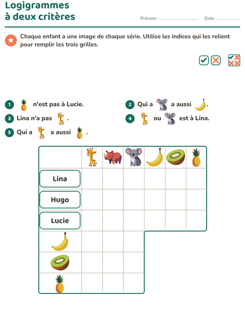Aperçu de la fiche Logigrammes avec Animaux du zoo pour CE2 (cours élémentaire 2)