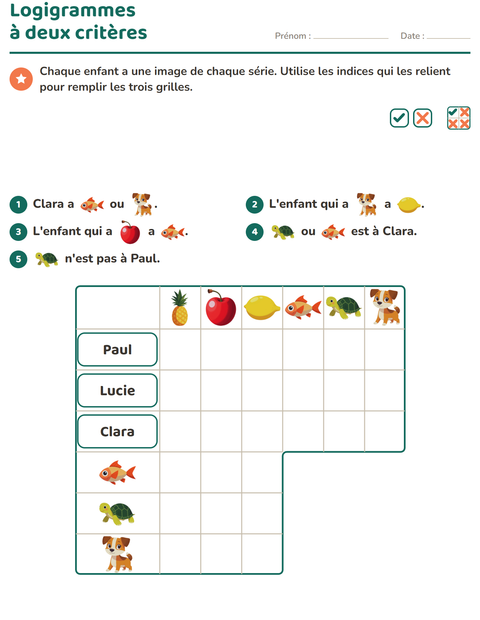Aperçu de la fiche Logigrammes avec Fruits pour CE2 (cours élémentaire 2)