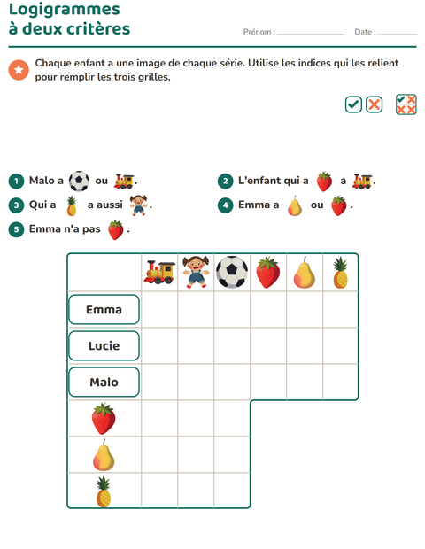 Aperçu de la fiche Logigrammes avec Jouets pour CE2 (cours élémentaire 2)