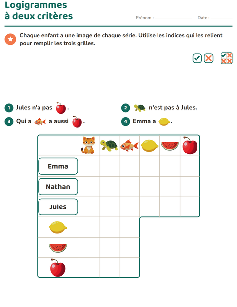Aperçu de la fiche Logigrammes avec Animaux de compagnie pour CE2 (cours élémentaire 2)