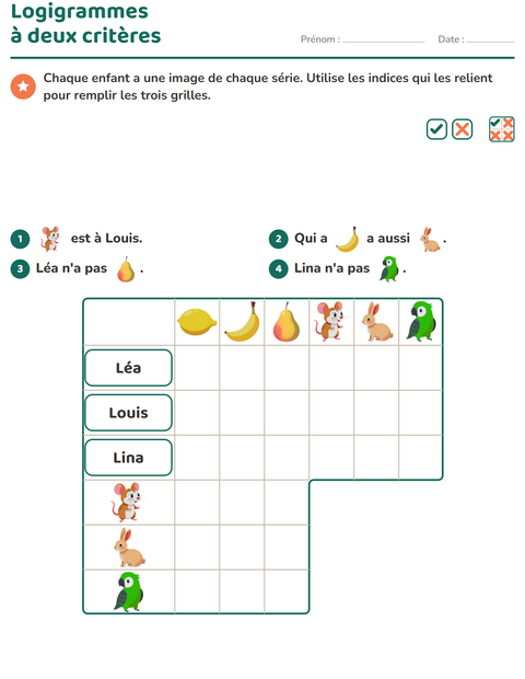 Aperçu de la fiche Logigrammes avec Fruits pour CE2 (cours élémentaire 2)