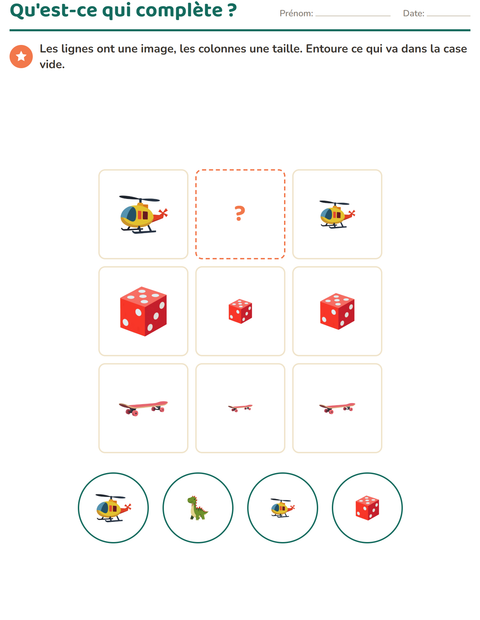 Aperçu de la fiche Logique visuelle avec Jouets pour CE2 (cours élémentaire 2)