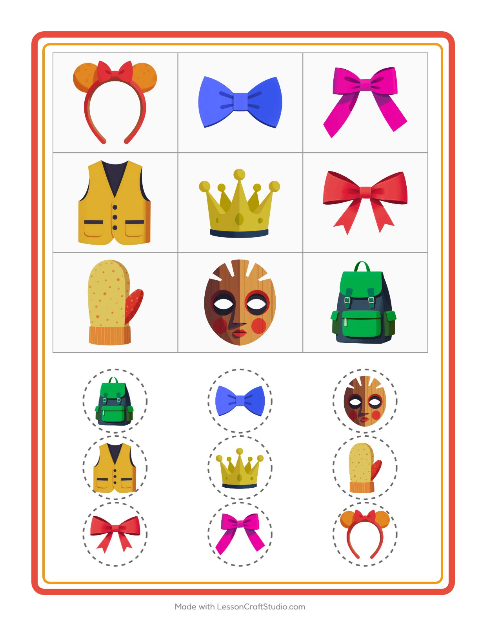 Aperçu de la fiche Loto avec Accessoires pour École maternelle (grande section, 5-7 ans)