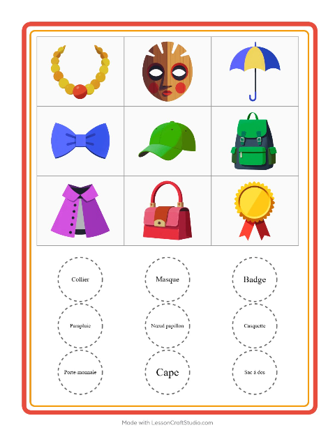 Aperçu de la fiche Loto avec Accessoires pour École maternelle (grande section, 5-7 ans)