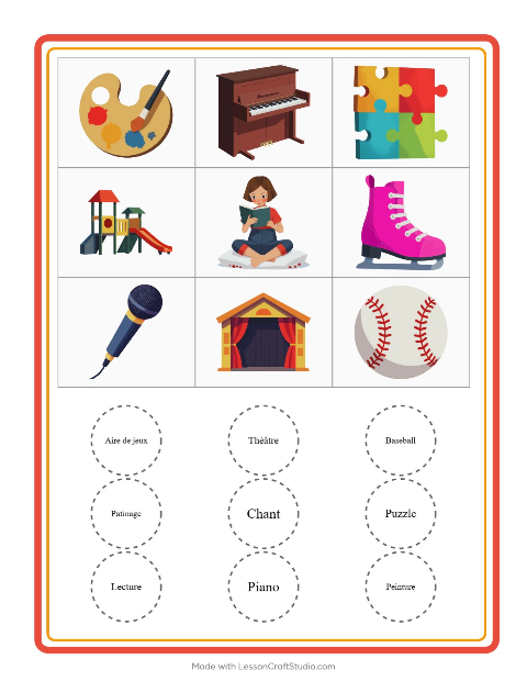 Aperçu de la fiche Loto avec Activités pour École maternelle (grande section, 5-7 ans)