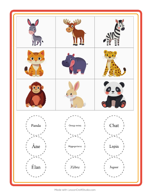 Aperçu de la fiche Loto avec Animaux pour École maternelle (grande section, 5-7 ans)