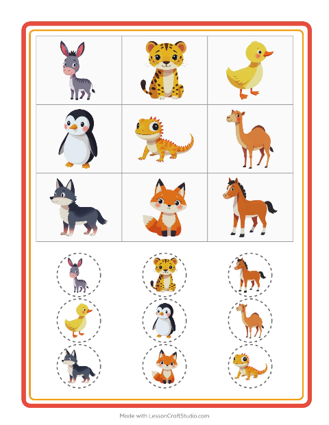 Aperçu de la fiche Loto avec Animaux pour École maternelle (grande section, 5-7 ans)