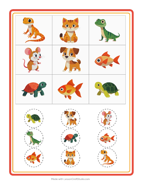 Aperçu de la fiche Loto avec Animaux de compagnie pour École maternelle (grande section, 5-7 ans)