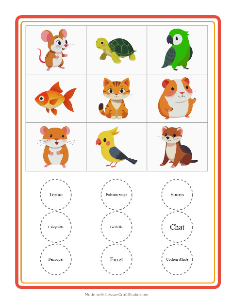Aperçu de la fiche Loto avec Animaux de compagnie pour École maternelle (grande section, 5-7 ans)