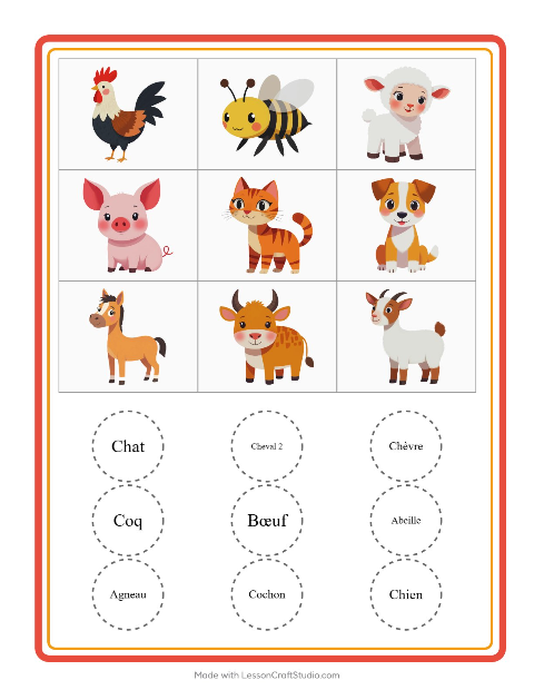 Aperçu de la fiche Loto avec Animaux de la ferme pour École maternelle (grande section, 5-7 ans)