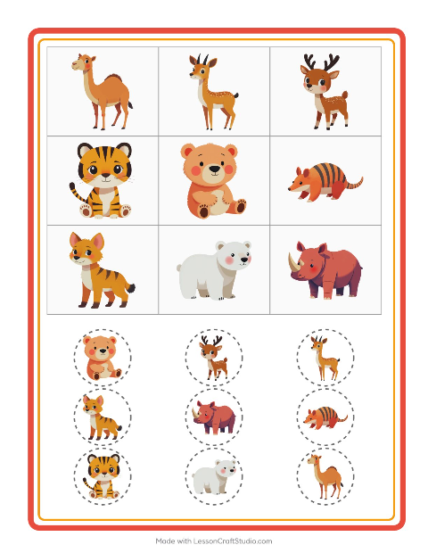 Aperçu de la fiche Loto avec Animaux du zoo pour École maternelle (grande section, 5-7 ans)
