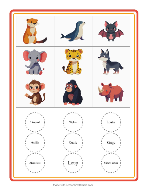 Aperçu de la fiche Loto avec Animaux du zoo pour École maternelle (grande section, 5-7 ans)