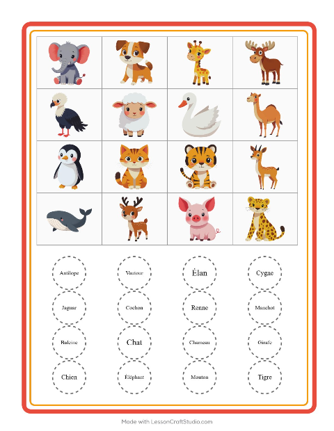 Aperçu : Loto des images : Animaux – fiche pour la maternelle