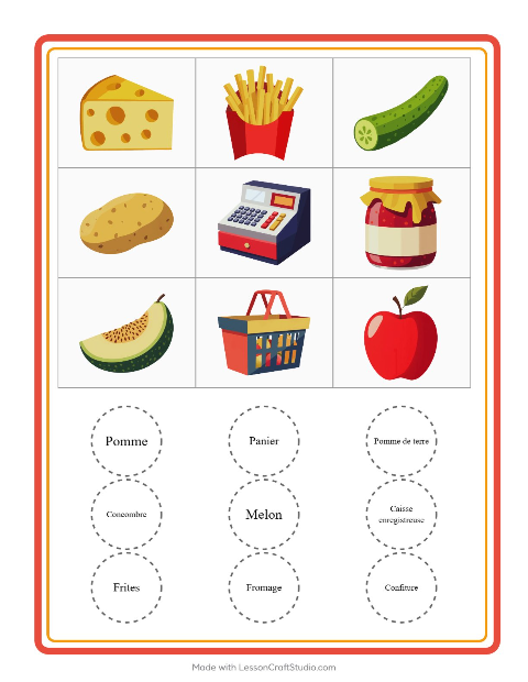 Aperçu de la fiche Loto avec Au supermarché pour École maternelle (grande section, 5-7 ans)