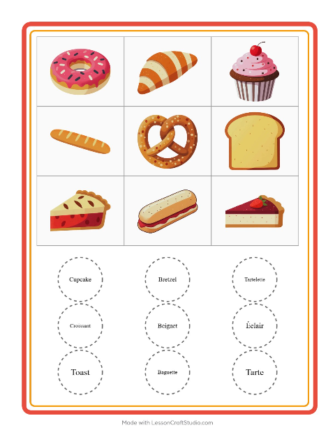 Aperçu de la fiche Loto avec Boulangerie pour École maternelle (grande section, 5-7 ans)