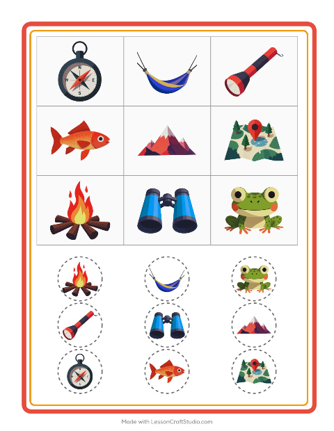 Aperçu de la fiche Loto avec Camping pour École maternelle (grande section, 5-7 ans)