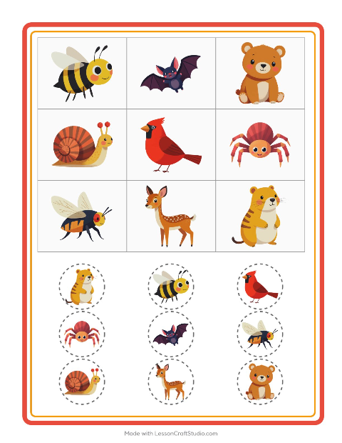 Aperçu de la fiche Loto avec Créatures de la forêt pour École maternelle (grande section, 5-7 ans)