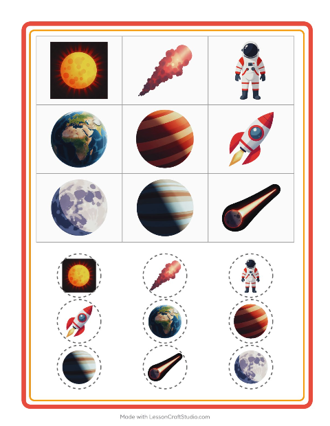 Aperçu de la fiche Loto avec Espace pour École maternelle (grande section, 5-7 ans)