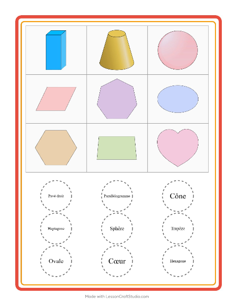 Aperçu de la fiche Loto avec Formes pour École maternelle (grande section, 5-7 ans)