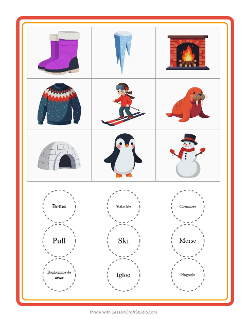 Aperçu de la fiche Loto avec Hiver pour École maternelle (grande section, 5-7 ans)