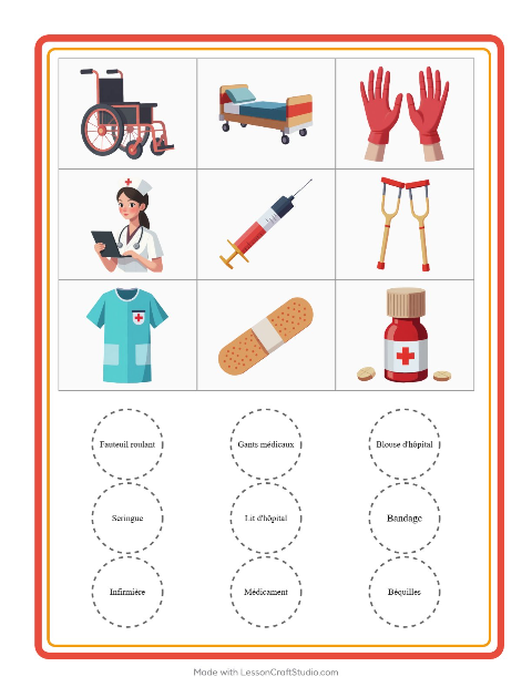 Aperçu de la fiche Loto avec Hôpital pour École maternelle (grande section, 5-7 ans)