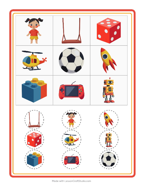 Aperçu de la fiche Loto avec Jouets pour École maternelle (grande section, 5-7 ans)