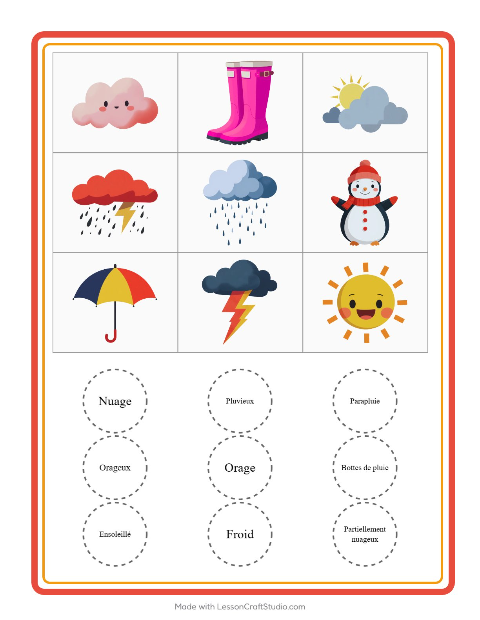 Aperçu de la fiche Loto avec Météo pour École maternelle (grande section, 5-7 ans)