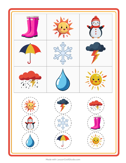 Aperçu de la fiche Loto avec Météo pour École maternelle (grande section, 5-7 ans)