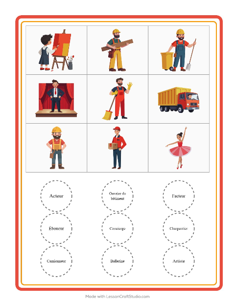 Aperçu de la fiche Loto avec Métiers pour École maternelle (grande section, 5-7 ans)