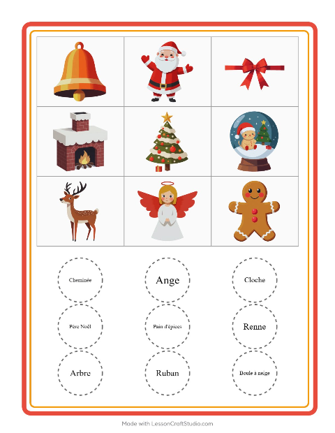 Aperçu de la fiche Loto avec Noël pour École maternelle (grande section, 5-7 ans)