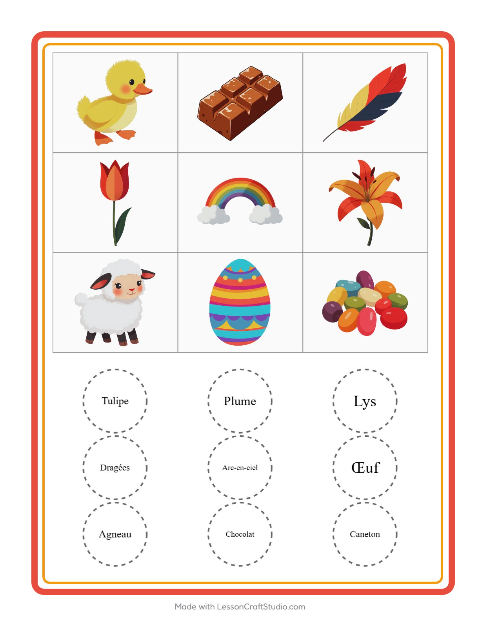 Aperçu de la fiche Loto avec Pâques pour École maternelle (grande section, 5-7 ans)