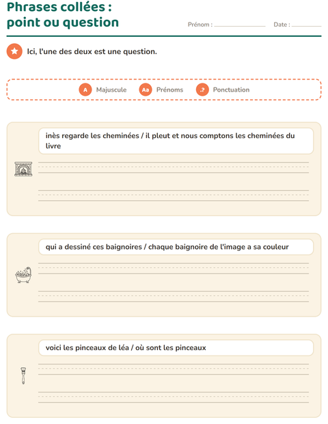 Aperçu de la fiche Majuscules et ponctuation avec Maison NB 2 pour CE1 (cours élémentaire 1)