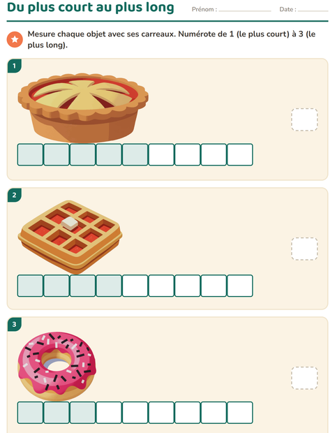 Aperçu de la fiche Mesures avec Desserts et sucreries pour CP (cours préparatoire)