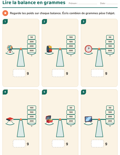 Aperçu de la fiche Mesures avec Salle de classe pour CE1 (cours élémentaire 1)