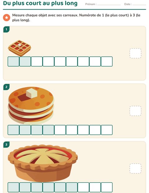 Aperçu de la fiche Mesures avec Desserts et sucreries pour CP (cours préparatoire)