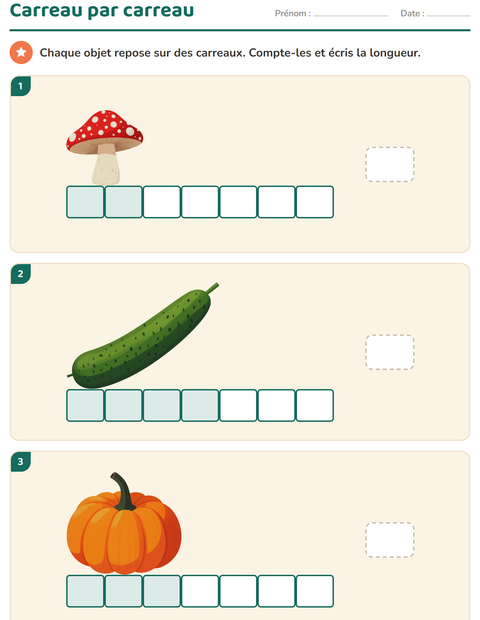 Aperçu de la fiche Mesures avec Légumes pour CP (cours préparatoire)